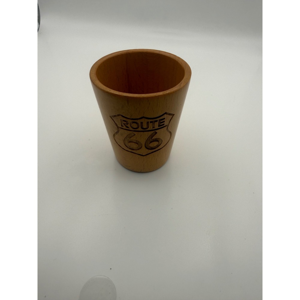 Route 66 Wooden Shot Glass Engraved Americana Souvenir Decorative Wood Cup